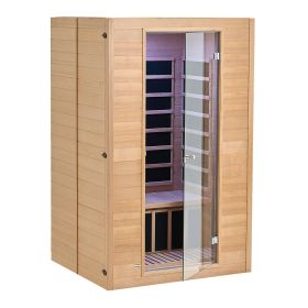 VEVOR Far Infrared Wooden Sauna, Room Home Sauna Spa for 2 Person 1800W