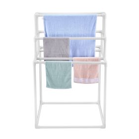 Towel Rack 8-Bar Outdoor PVC Towel Holder for Poolside Spa Bathroom White