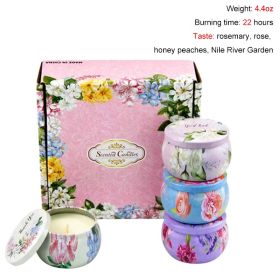 Chrstmas Gifts Vintage Scented Candles Set Flower Jar Candle Fragrance Soy Wax Natural Candle With Tin Can Wedding Birthday Home (Ships From: CN, Color: Set D-4PCS)