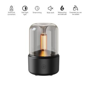 120ML Candlelight Aroma Diffuser Air Humidifier Romantic Light Portable Essential Oils Diffuser Mist Maker Fogger Purifier Home (Ships From: China, Color: Basic Black)