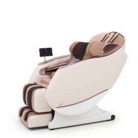 3D Full Body Zero Gravity Shiatsu Electric Massage Chair SL-Track Recliner with Airbag Speaker LCD Touch Screen+Mini Remote Voice Control Back Heat (Color: Beige)