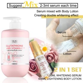 AILKE Brightening Skin Care Set, With Vitamin C, Glutathione, Deep Moisturizing, Smooth Soft Skin, Improve Skin Radiance (Color: 2 in 1 Set(LOTION))