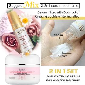 AILKE Brightening Skin Care Set, With Vitamin C, Glutathione, Deep Moisturizing, Smooth Soft Skin, Improve Skin Radiance (Color: 2 in 1 Set(CREAM))