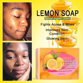 Private Label Glowing Caramel Body Care Set Facial Kit Organic Vegan Brightening Skin Care Set For Women & Men (Color: Lemon Soap 200g)