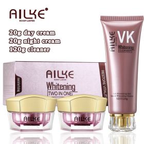 AILKE Whitening Anti-wrinkle Freckle Face Cream With Collagen Hyaluronic Acid Rose Skin Care Women Korean Facial Moisturizer Kit (Color: Cream Cleanser)