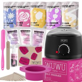 Waxing kit 23 items, WUWUVISTA Hair Removal Hard Wax Kit with Wax Warmer&Wax Beads for Full Body/Face/Underarm/Bikini/Sensitive Skin for Women&Men (Color: Black)